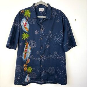 Pacific Legend Surfing Kayaking Santa Christmas Hawaiian Shirt